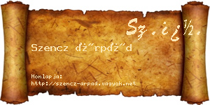 Szencz Árpád névjegykártya